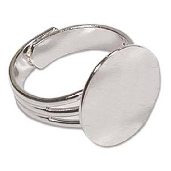 Adjustable Glue On Ring Base - BRIGHT SILVER