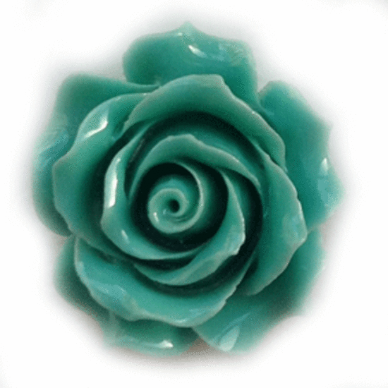 Acrylic Open Rose, large - 36mm, aqua green