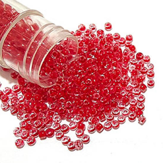 Matsuno size 11 round: 226 - Red/Clear, colour lined (7 grams)