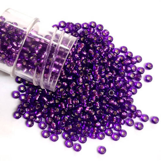 Miyuki size 11 round: 27 - Bright Purple, silver lined (7 grams)