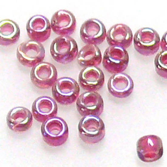 Matsuno size 11 round: 356K - Raspberry/Clear, colour lined (7 grams)