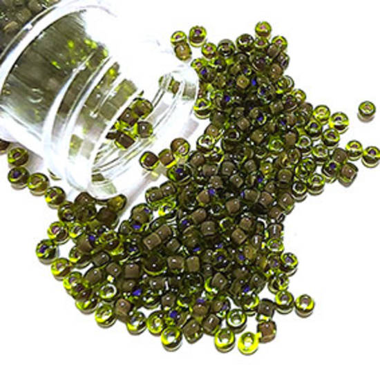 Matsuno size 11 round: 399Y - Dark Olive, purple lined (7 grams)