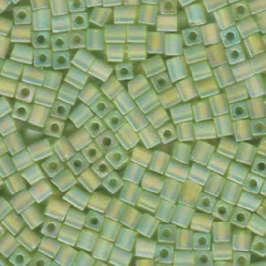 4mm Miyuki Square: R143 - Lime Rainbow Frosted