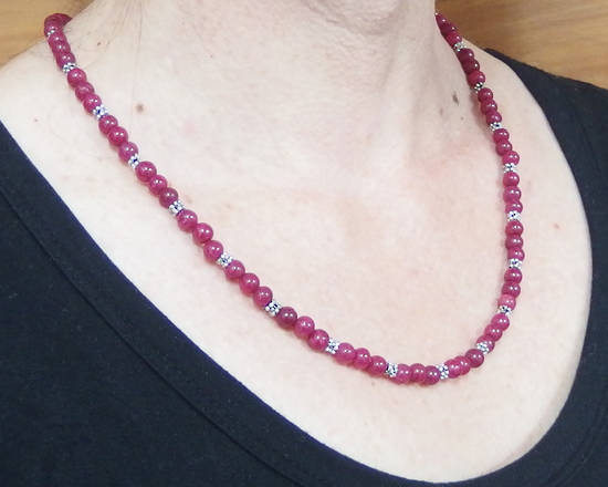 KITSET: Simple Semi Precious Necklace - Pink Jade (dyed)