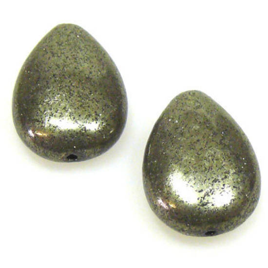 Iron Pyrite, flat drop, 13mm x 17mm