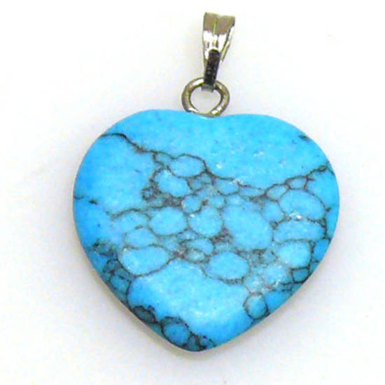 Blue Howlite, 19mm heart with silver bail attached