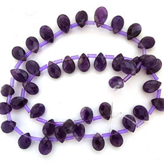 Amethyst Faceted Drops, 6 x 9mm. 41 beads per strand.
