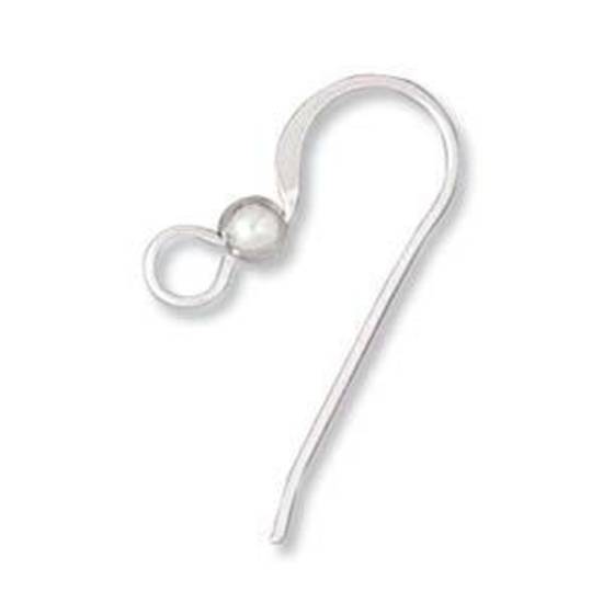 21mm Sterling Silver Earring Hook: flattened curve, with 3mm ball
