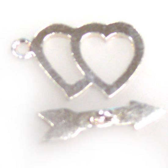 NEW! Sterling Silver toggle, double heart with arrow bar