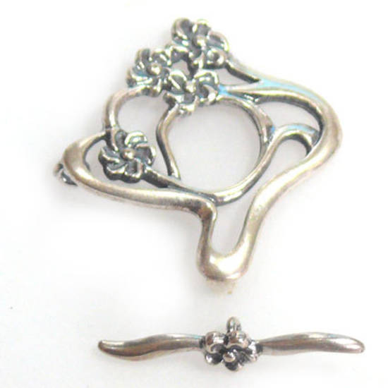 NEW! Sterling Silver toggle, freeform flowers and vines