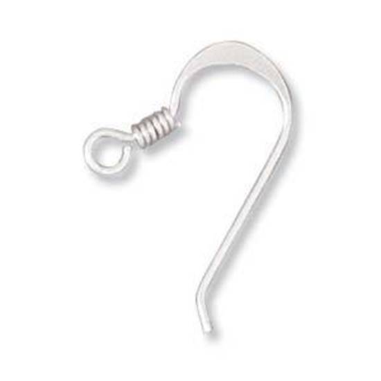 19mm Sterling Silver Earring Hook: flattened curve, spring detail