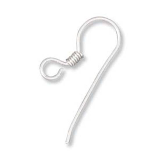22 mm Sterling Silver Earring Hook: rounded wire, coil detail
