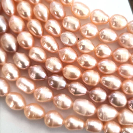 NEW! 40cm Freshwater Pearl Strand: Apricoty, more irregular 10mm x 6mm