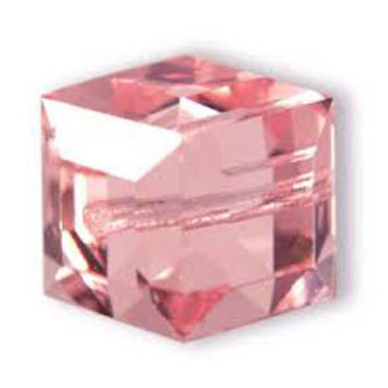 6mm Swarovski Crystal Cube, Rose, light