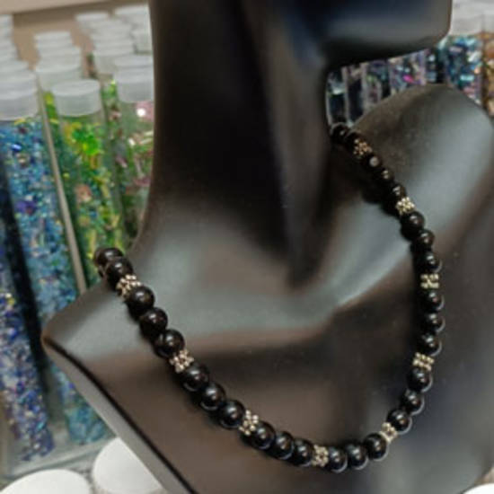 KITSET: Simple Semi Precious Necklace - Black Jade (dyed)