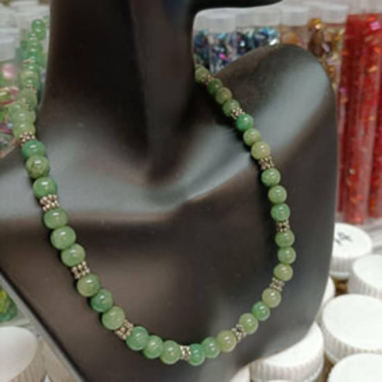 KITSET: Simple Semi Precious Necklace - Green Jade (dyed)