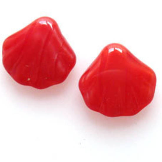 NEW! Glass Shell Bead, 14mm - Opaque Red