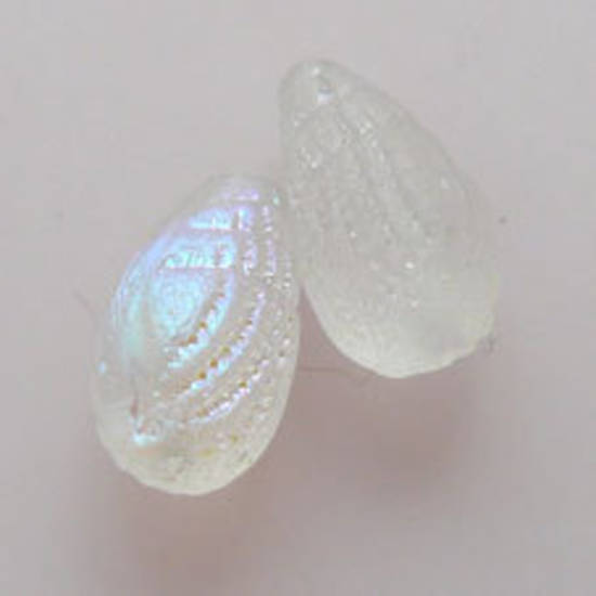 Glass Conch Shell Bead, 8mm x 14mm - White AB