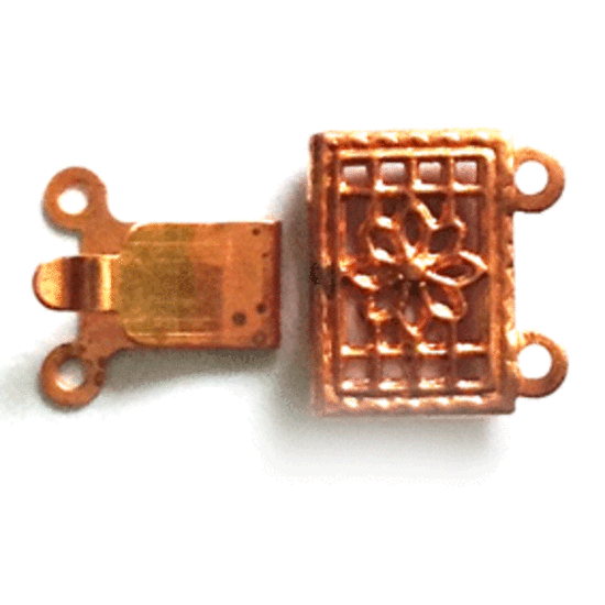 Box Clasp: 2 strand filigree  - copper