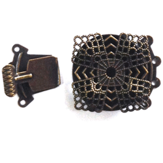 Large Filigree Spacer Clasp 6 (22x28mm): Antique Brass square