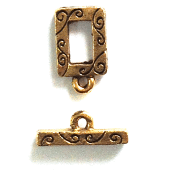 Toggle: Rectangle with swirls - gold