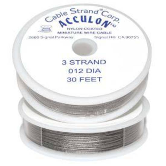 Acculon Tigertail Wire: 9m roll - Clear (silver grey), fine .012 diameter