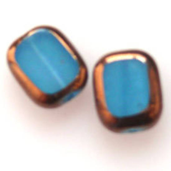 Window Bead, 9mm x 11mm - Opaque Blue and Gold
