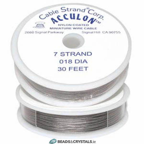 Acculon Tigertail Wire: 9m roll - Clear (silver grey), med .018 diameter