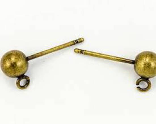 Stud Drop, 5mm ball - antique brass