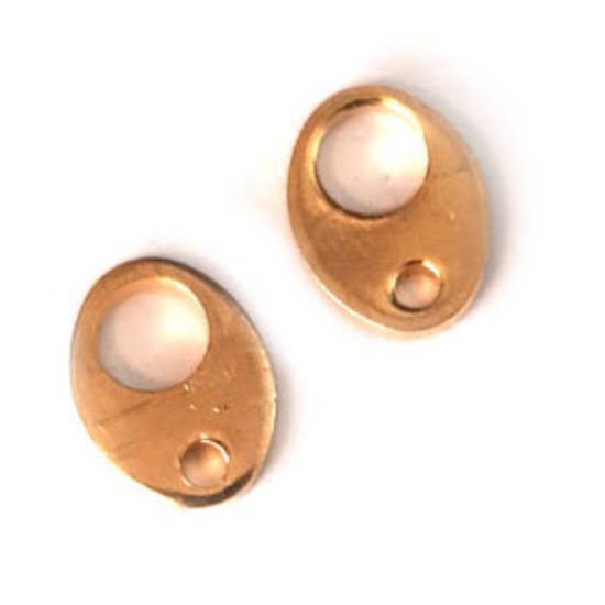 Tab Clasp End: Gold, oval shape.