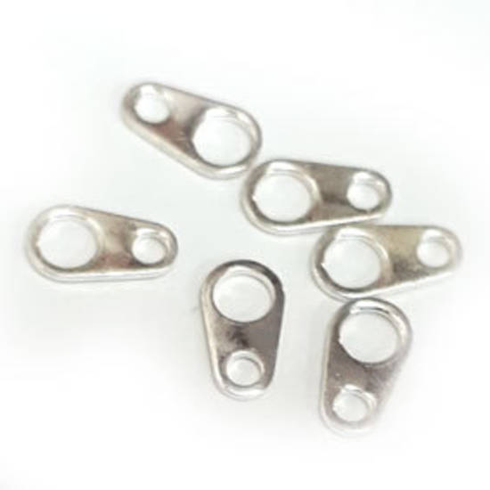 Baby Tab Clasp End: Bright Silver, drop shape.