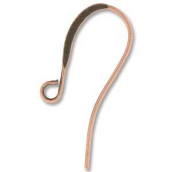 Flat earring hook (26mm) - bright copper (nickel free)