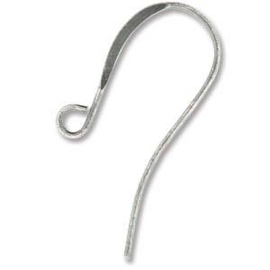 Flat earring hook (26mm) - bright silver (nickel free)