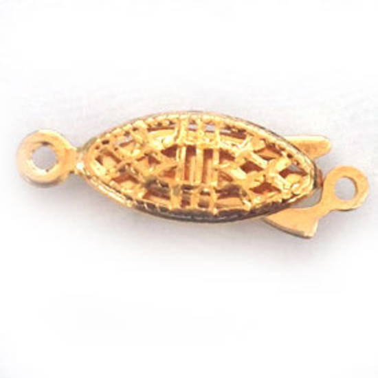 Fish Clasp: Filigree design, gold.