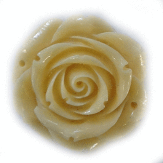 Acrylic rose with flat back, 35mm, cream
