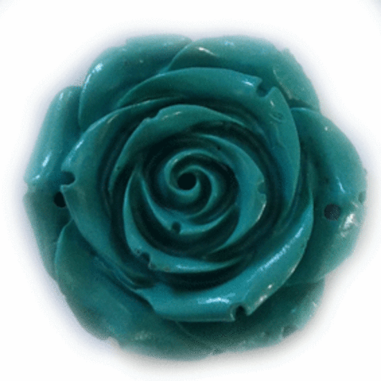 Acrylic rose with flat back, 35mm  turq blue