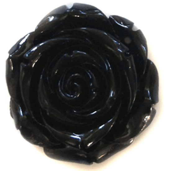 Acrylic rose with flat back, 35mm, black