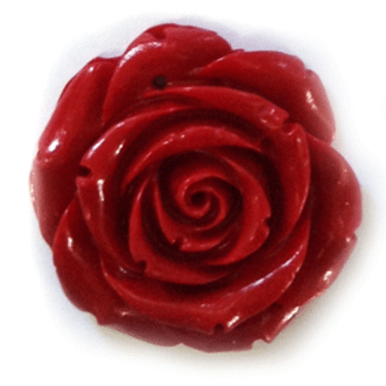 Acrylic rose with flat back, 35mm, dark red