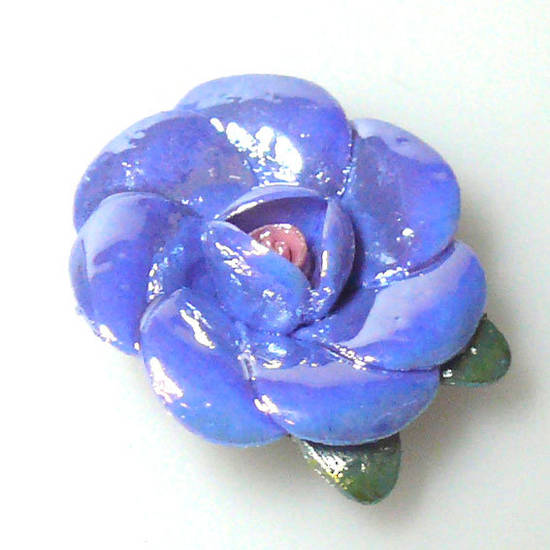 Handmade porcelain rose, 35mm: Blue