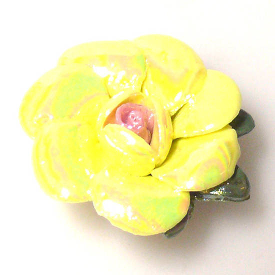 Handmade porcelain rose, 35mm: Yellow