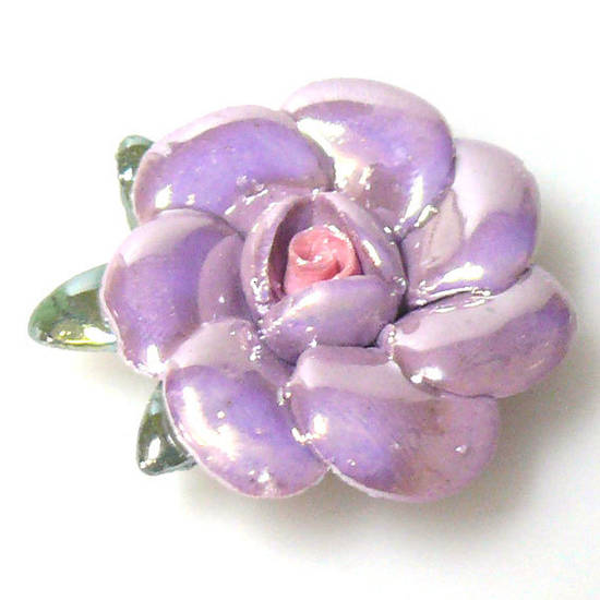 Handmade porcelain rose, 35mm: Lilac