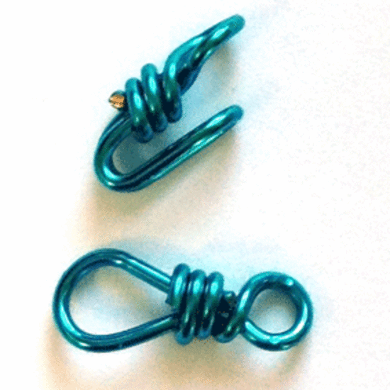 Hook and Eye Clasp, Peacock Blue