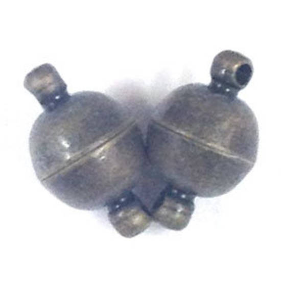 9mm x 8mm Magnetic clasp: plain ball - antique brass