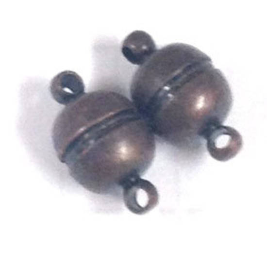 9mm x 8mm Magnetic clasp: plain ball - antique copper