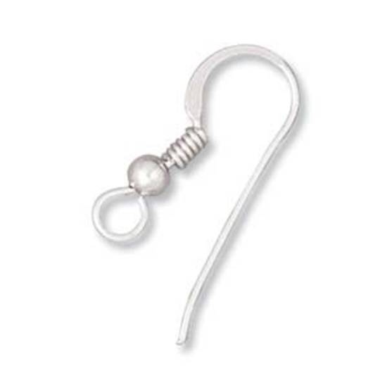 22mm Sterling Silver Earring Hook: flattened wire, spring and ball detail