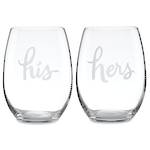 kate spade new york Two of a Kind His & Hers Stemless Wine pair
