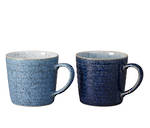 Denby Studio Blue Ridged Mugs - Pair