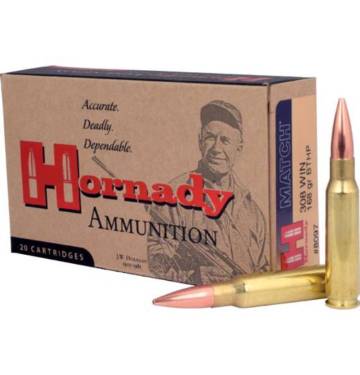 Hornady Match Ammunition 308 Win 168gr BTHP 8097