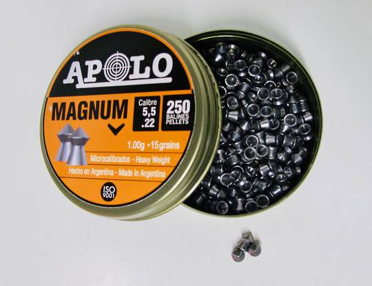 Apolo Magnum .22 cal 5.5mm Pointed Airgun Pellets Tin 250