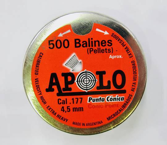 Apolo Conic Point .177 4.5mm Tin x500 pellets (factory Seconds)